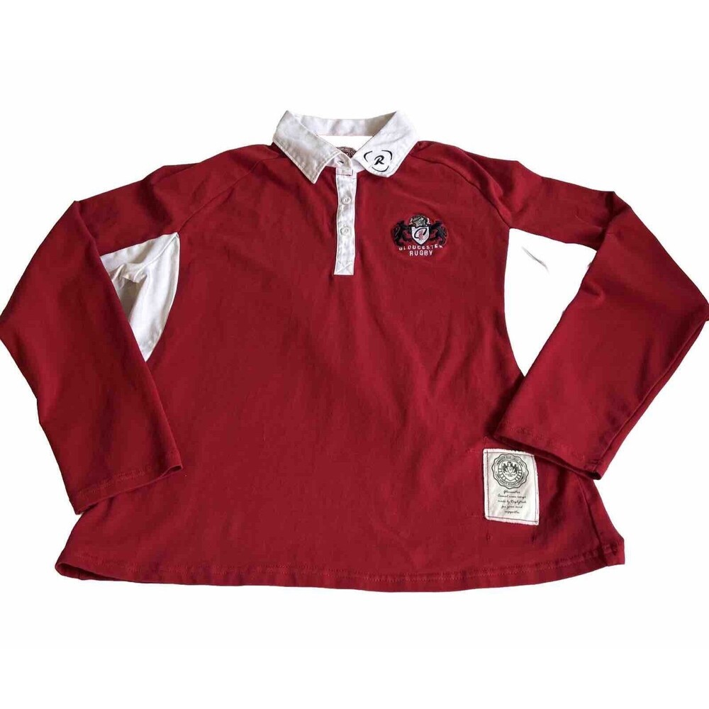 Rugbytech Gloucester Rugby Long Sleeve Shirt Youth 14/16 Embroidered Logo Red